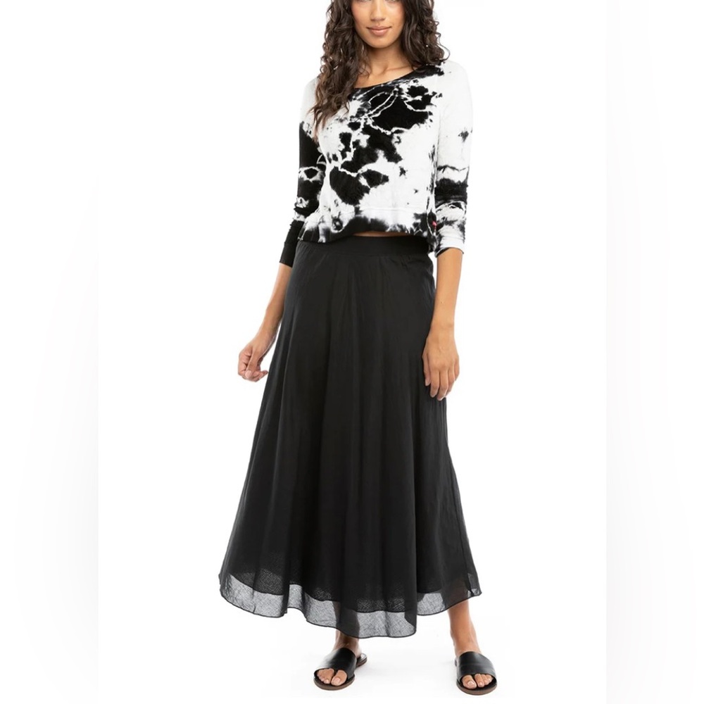 Hard Tail Black Double Layered Sweep Voile Midi Skirt, Size XL